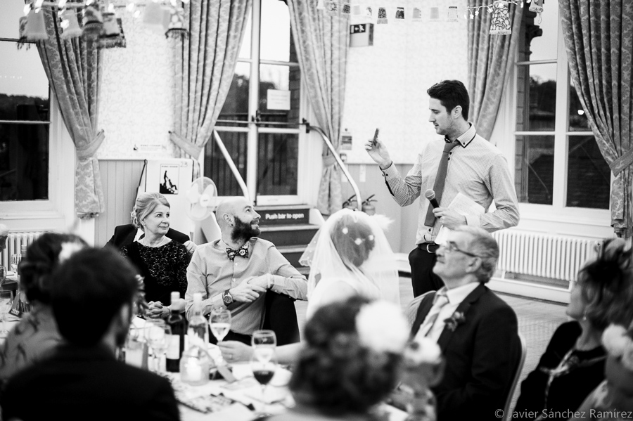 The best man speech. Black and white wedding photography